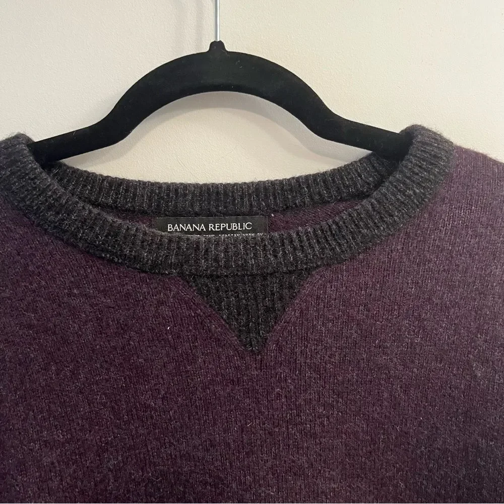 Banana Republic Filpucci Men’s Merino Wool Crewneck Sweater Sz L Purple and Grey